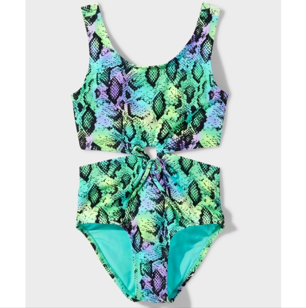 Sugar & Jade Tween Pastel Snakeskin Print One Piece Swimsuit XXL (20/22) NWOT